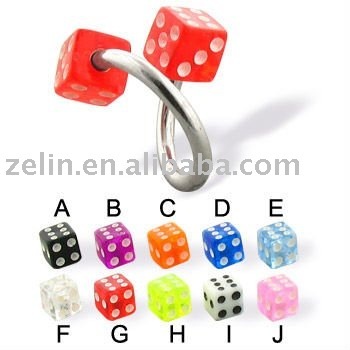 Acrylic colorful dice eyebrow ring body piercing jewelry