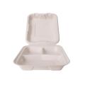 3 Compartments Degradable Disposable Packaging Bagasse Takeaway Bento Lunch Box Food Container