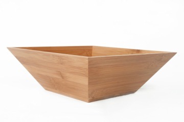 Natural Bamboo Square Salad Bowl w/ Serving Hands