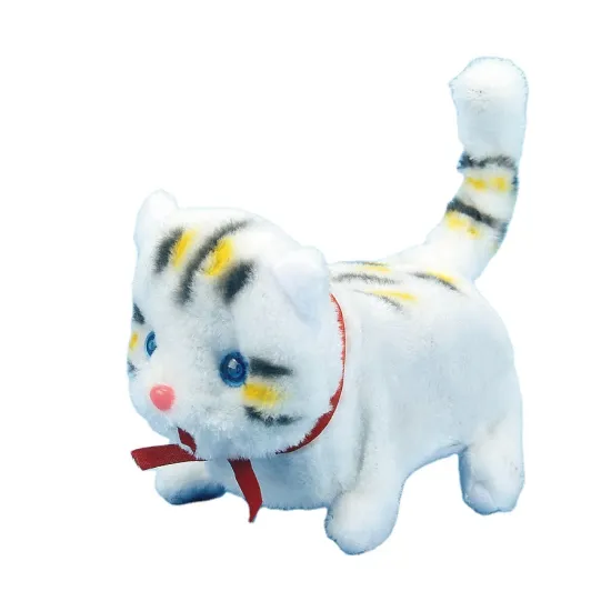 Electric fish cat baby toy kitten can bark, walk, curl tail, plush toy battery kitten pet animal kids electric toy
