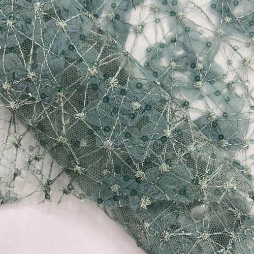 3D Design With Sequins Embroidery On Mesh Fabric