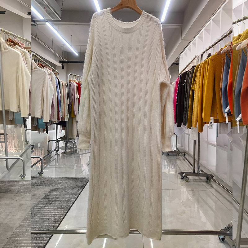 European Design Ladies Fashion Winter Wool Long Sleeve Dress