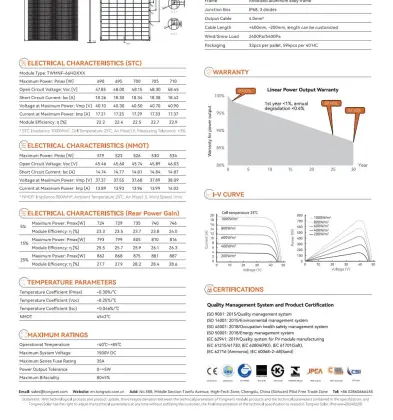 Tongwei TW Bifacial Solar Modules TWMHF-66HD 695W-715W Double Glass PV Panels