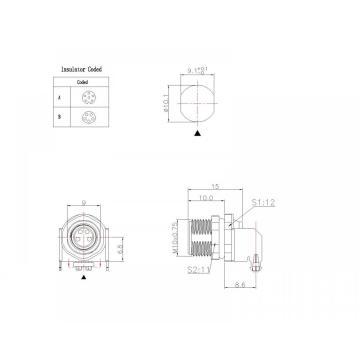 M802-XP-F-002 M8 3~8P Female Waterproof DIP 90°