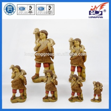 Figurines for Landi Nativities, Good Shepherd 13cm,Standing Shepherd with Sheep