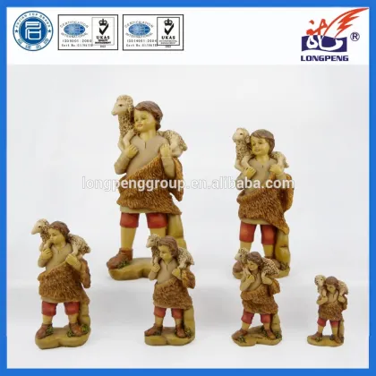 Figurines for Landi Nativities, Good Shepherd 13cm,Standing Shepherd with Sheep