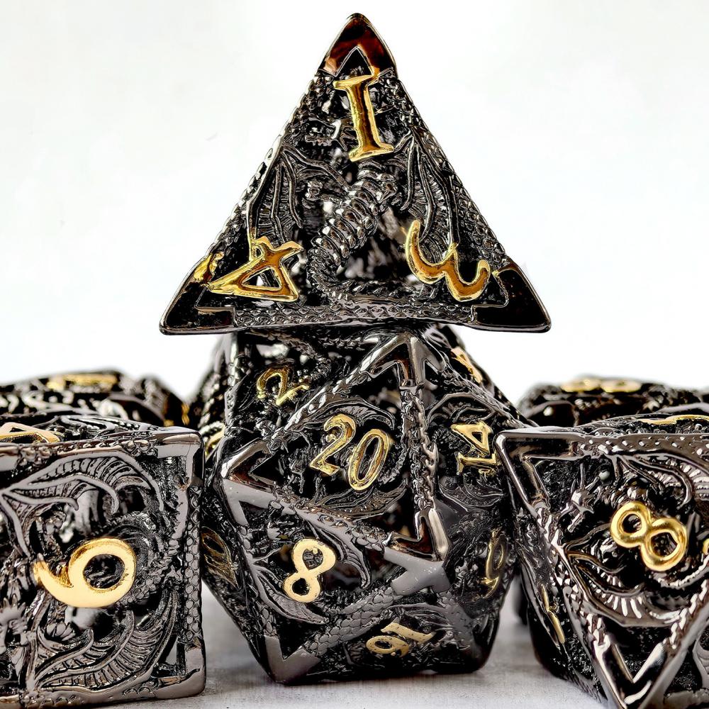 Black Nickle Dragon Metal Dice