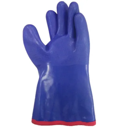 Blue PVC Cold proof work gloves Cashmere lining