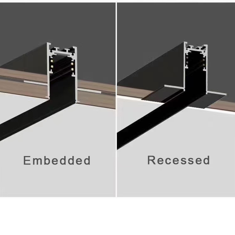 DC48V LED Lampu jejak magnet dengan Tuya Zigbee CCT Dimming dan Surface Recessed Loket Magnet Linear Light System