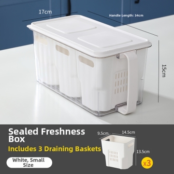 A small white draining basket storage box
