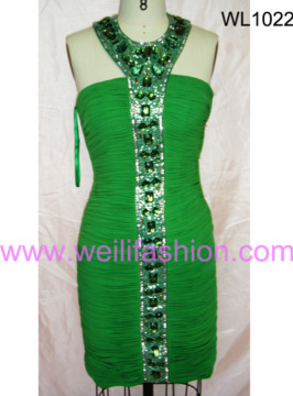 Short Pleated Beading Sexy Net Cocktail Dresses