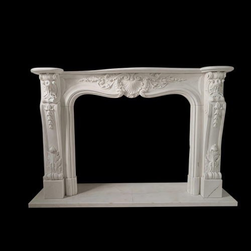 Marble Carved French Style Fireplace Mantel
