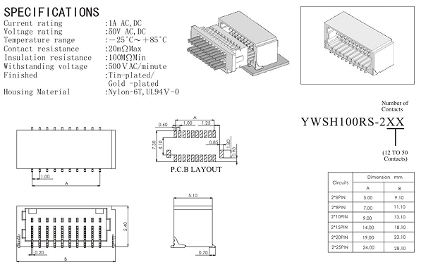 1.0mm Pitch Wire To Board Connector