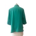 Woven Satin Green Button Fasten Blouse