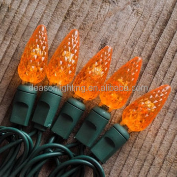 50-light C6 LED Christmas Lights, 4" Spacing, Green Wire