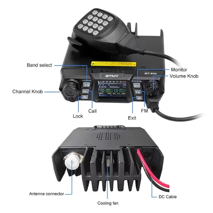 ETMY MT-690 100W 256 Channel VHF/UHF Radio Car Set with Speaker Microphone