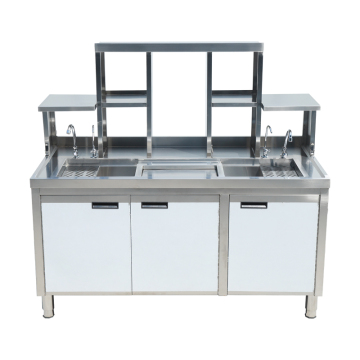 Commercial Milk Tea Bar Equipment: Kylskåpsvattenstångbänk och frysta stationer
