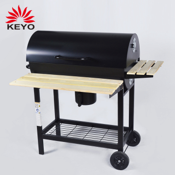 Garden Smoker Outdoor Barrel Barbecue Grill Charcoal Grill Bbq With Wooden Folding Side Table