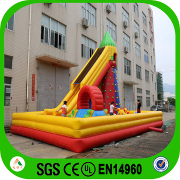 2014 new amusement park inflatable games kids climbing wall with slide
