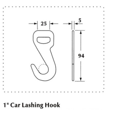 Car Lashing Hook With Black Electrophoretic Paint 25MM Width