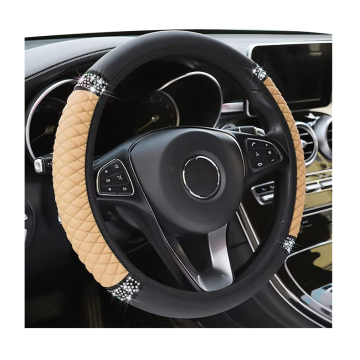 Non-Slip Soft Colorful Crystal Diamond Bling Leather Car Steering Wheel Cover: Enhance Your Drive with Style and Comfort