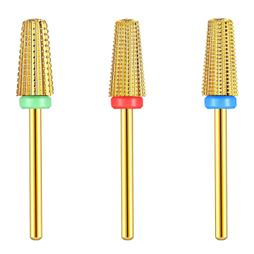 Professional 5-in-1 Gold Rainbow Silver Drill Bit for Nails 2/32 Inch Carbide Nail Bit