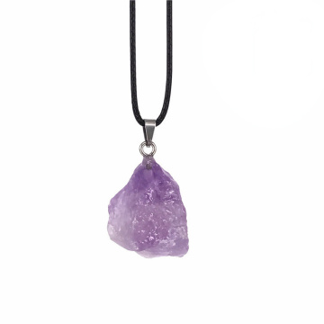 Irregular Natural Amethyst Pendant Clear Rose Quartz Reiki Healing Crystal Gemstone Necklace for women