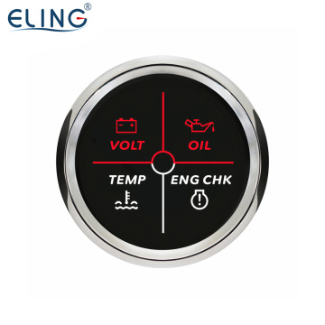 ELING 52mm 4LED Alarm Gauge Meter - Volt, Oil Pressure, Water Temp, with Red Backlight for 12V/24V Vehicles
