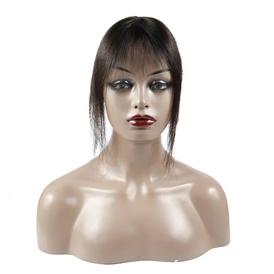 Cheap machine made human hair toupee, 100% virgin human hair toppers and bang hair extension for women