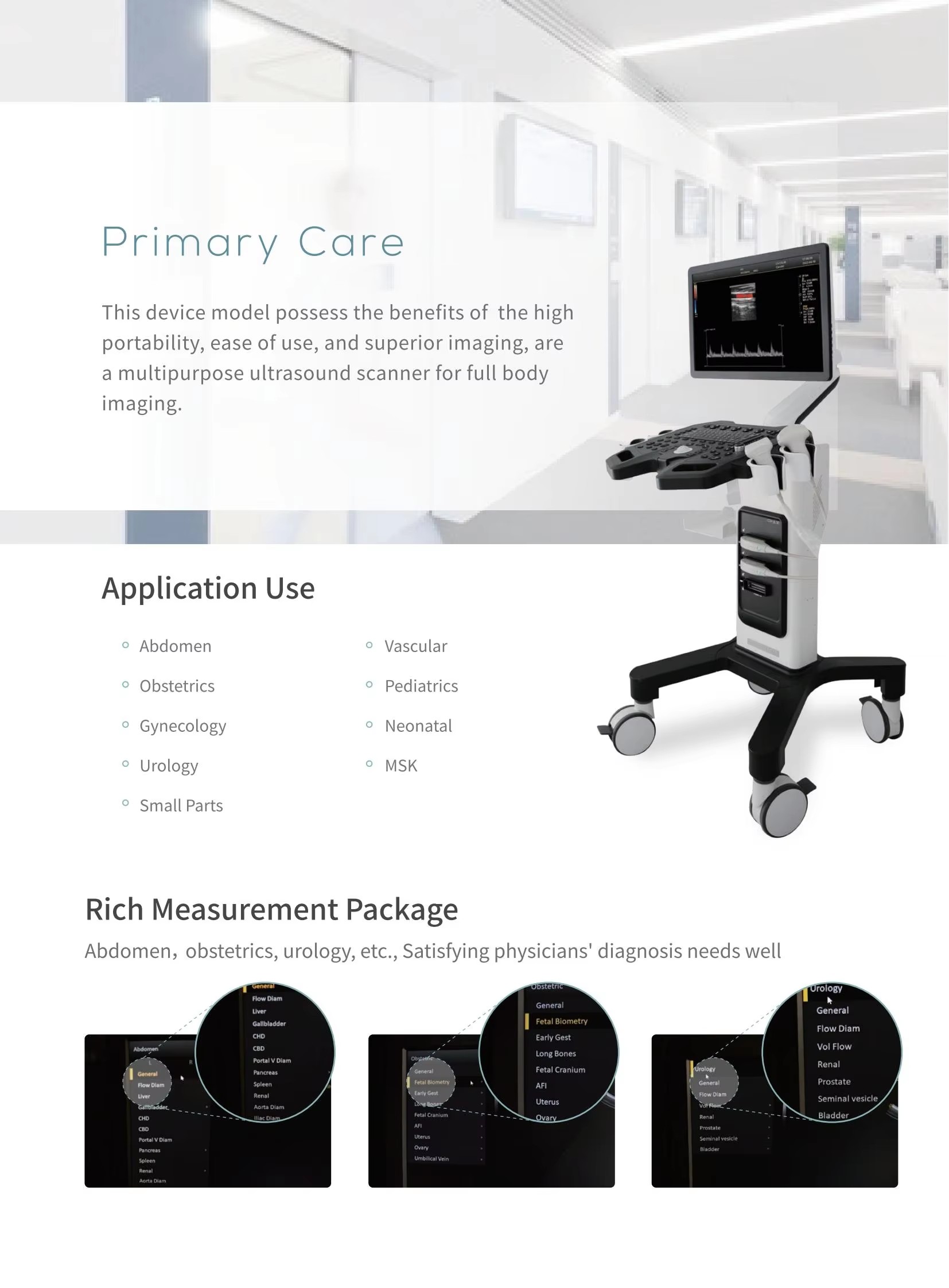 Trolley Color Doppler Ultrasound Scanner