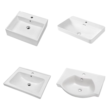 Modern Rectangular Ceramic Sink Countertop Vanity with Single-Hole Faucet for Bathroom Hand Wash