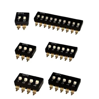 SMD SMT IC DIP Switches in 2.54mm/1.27mm Pitch, Available in Red/Blue/Black, 2P-12P