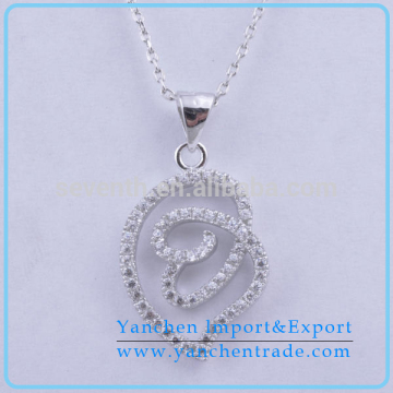 Latest Model Fashion Necklace with Rhodium Plated Pave Setting Shiny CZ Diamond