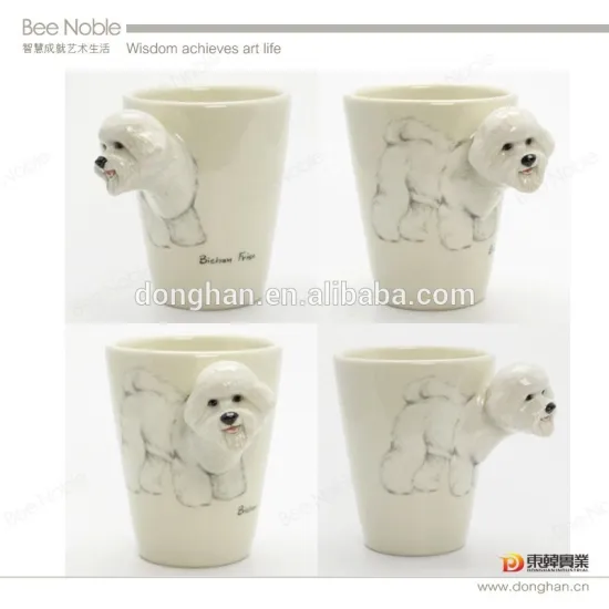 creative funny Custom Embossed 3D Dog mug with low price for gift