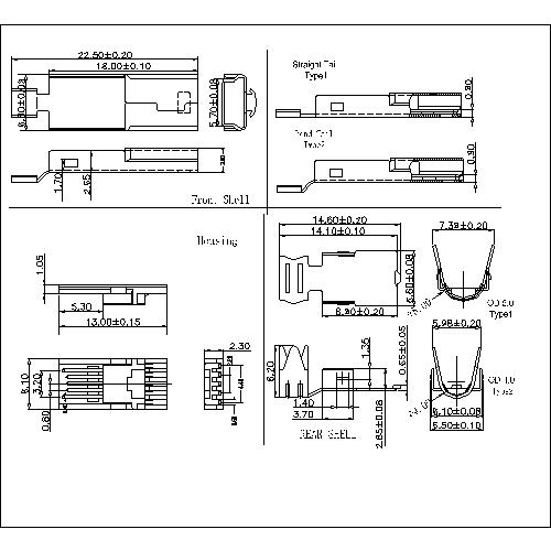 NUMS02-XXXXX 2 Mini USB 5P Plug Solder Assemble B Type Slim 