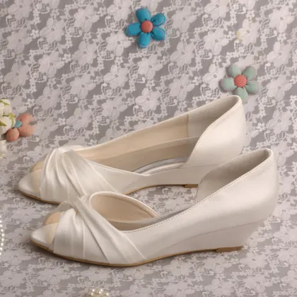 Peep Toe Wedge Wedding Shoes