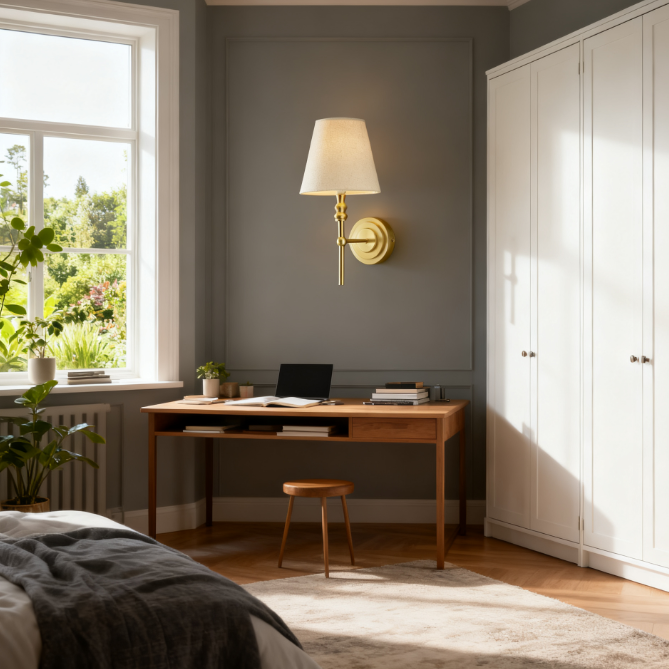 Maggie Brushed Chrome Wall Lights with Tapered Shades (12)