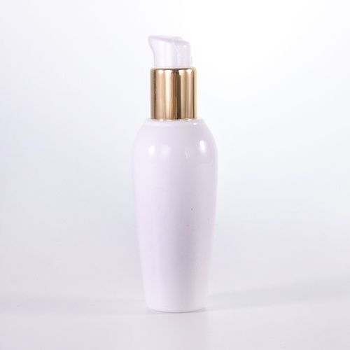 Spezielle Form White Lotion Flasche mit goldener Pumpe