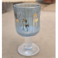 Ribbed wine glass cup with gold bee decal