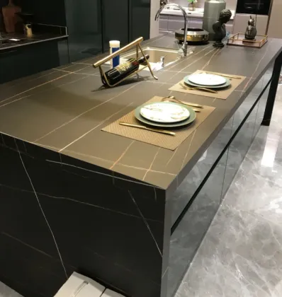 Lauren Black Gold Sintered Stone Slab for Kitchen Counter Tops and Wall Cladding