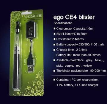 2014 Hot CE Approved Blister CE4 Electronic Cigarette Best Seller 650/900/1100mAh