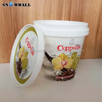 Disposable Round Ice Cream Container Tub with Lid - 1000 ml