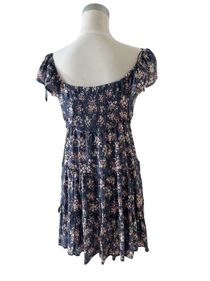 V-neckline Flutter Sleeves Junior Dress