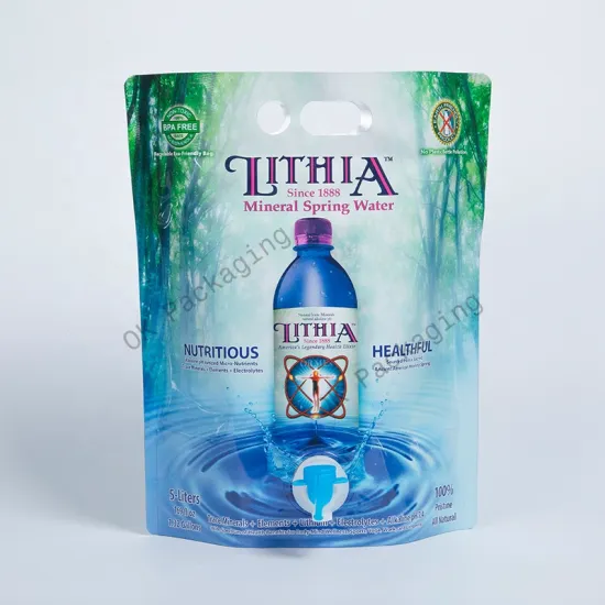 Custom Aseptic Plastic Packaging Bags and Boxes for Wine, Mineral Water, Vodka, Champagne with Secure Spout and Gravure Printing