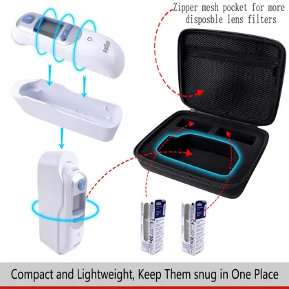 Custom Hard EVA Travel Storage Case with Thermometer for Braun Digital Ear Thermometer Thermo Scan