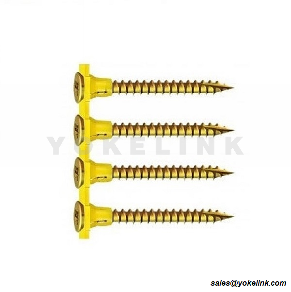 কালো মোটা থ্রেড কোলেটেড স্ক্রু গানের জন্য শার্প পয়েন্ট ড্রাইওয়াল স্ক্রু