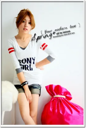 Korean Style Character Sport Style T-shirt