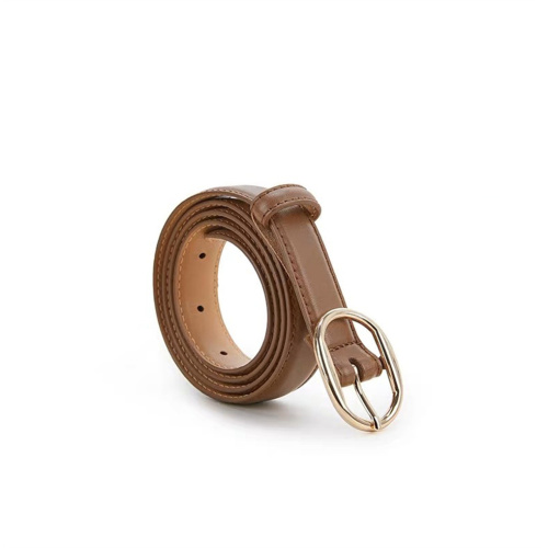 Chic Brown Leather Skinny Belt for Women