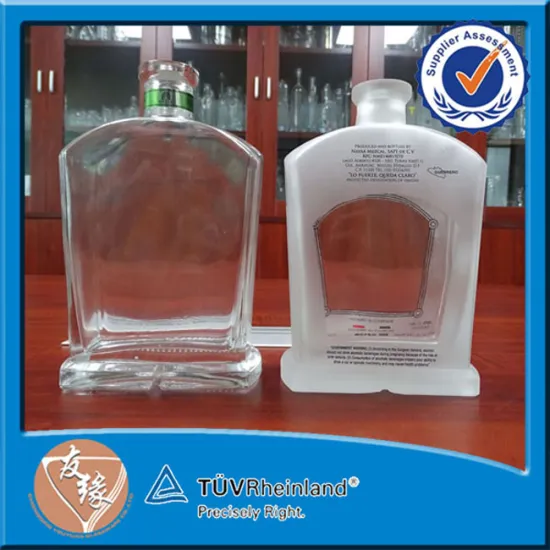750ML Part Frosted Bottles for Pisco Clear French Square Glass Bottle