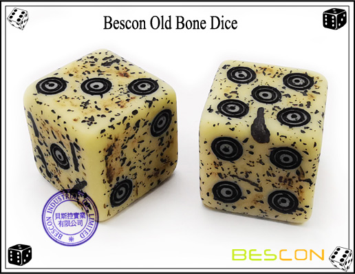 Bescon Old Looking Ancient Bone Dice D6 16mm 12pcs Set, 16mm Six